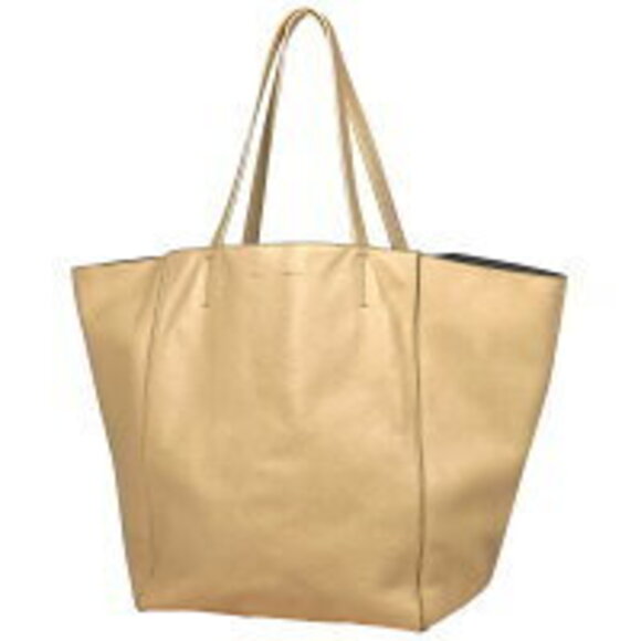 Celine Cabas Phantom Logo Shoulder Bag Tote Beige Leather - Picture 1 of 6